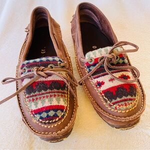 Durango Santa Fe Low Moccasin Brown Leather Southwest Wool Quality SIZE 8
